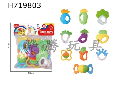 H719803 - 10 piece cartoon puzzle toy for soothing baby gums