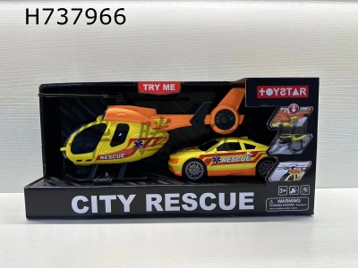 H737966 - Rescue kit: helicopter+sports car (sound, light)