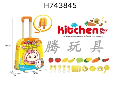 H743845 - Cartoon Puzzle Multi functional Simulation House Fruit and Vegetable Cutting Set Backpack Trolley Box