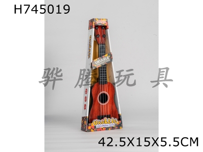 H745019 - 17 inch simulation guitar four string ukulele (nylon string) redwood color