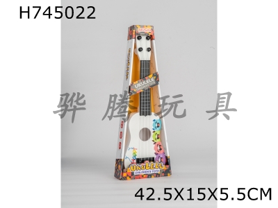 H745022 - 17 inch simulation guitar four string ukulele (nylon string) cartoon white