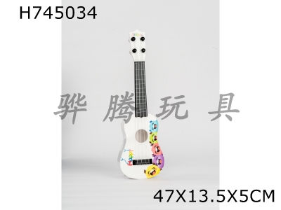 H745034 - 17 inch simulation guitar four string ukulele (nylon string) cartoon white