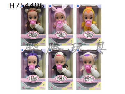 H754496 - 10 inch vinyl 6 plush crying dolls with tear function and IC four tone 6 mixed models