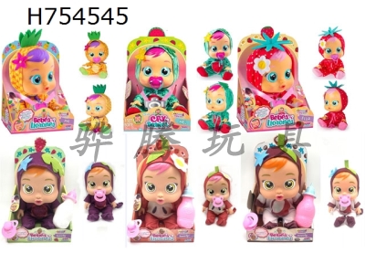 H754545 - (Pineapple) Latest 14 inch Vinyl Weeping Doll with Four Tones Cry Babies Tutti Fritti Fruit Series with Tear Flow Function, Water Absorbing Bottle, and Nipper 6 randomly mixed styles