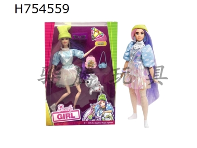 H754559 - High end Meitai version 11.5-inch 12 joint solid purple dreamy hair star Barbie strap. Earrings, glasses. camera. Travel backpack. unicorn. Both hands and feet are big feet, and big feet are not ordin