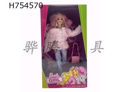 H754570 - Meitai version 11.5-inch 12 joint solid pink plush jacket, celebrity Barbie earrings, handbag. Both hands and feet are big feet, and big feet are not ordinary bodies