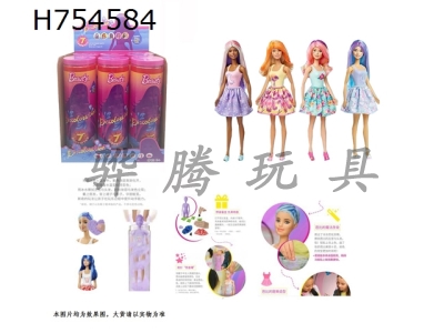 H754584 - The first generation 11.5-inch real-life surprise color changing Barbie. Comes with 5 different surprise accessories, the doll rotates 360 degrees, and 4 randomly mixed 6PCS