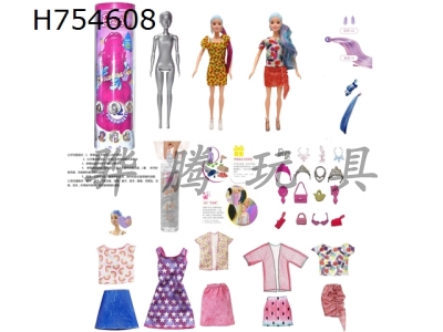 H754608 - Season 12 High end Surprise Fruit Combination Crystal 11.5-inch Solid Body Color Changing Water Soaking Barbie The doll has a fruity aroma. Pair with 2 sets of fruit themed summer and winter clothing