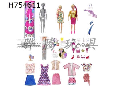 H754611 - Season 12 High end Surprise Fruit Combination Crystal 11.5-inch Solid Body Color Changing Water Soaking Barbie The doll has a fruity aroma. Pair with 2 sets of fruit themed summer and winter clothing