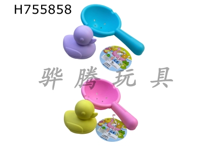 H755858 - 7cm bathroom water play silicone duck with scoop