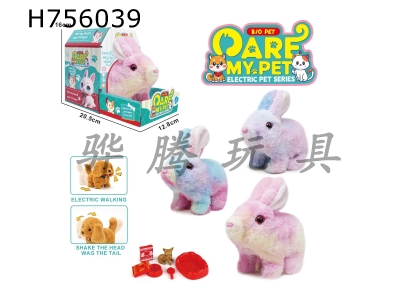 H756039 - Electric plush colored walking rabbit